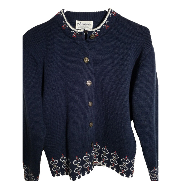 Vintage Amana Blue Button Front Cardigan Sweater Size Small - Picture 1 of 7